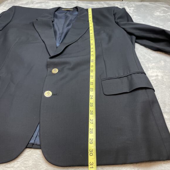 Vtg H Freeman & Son Suit Jacket Blazer Mens 42L Black Wool 2 Gold Button Vented - Picture 13 of 14